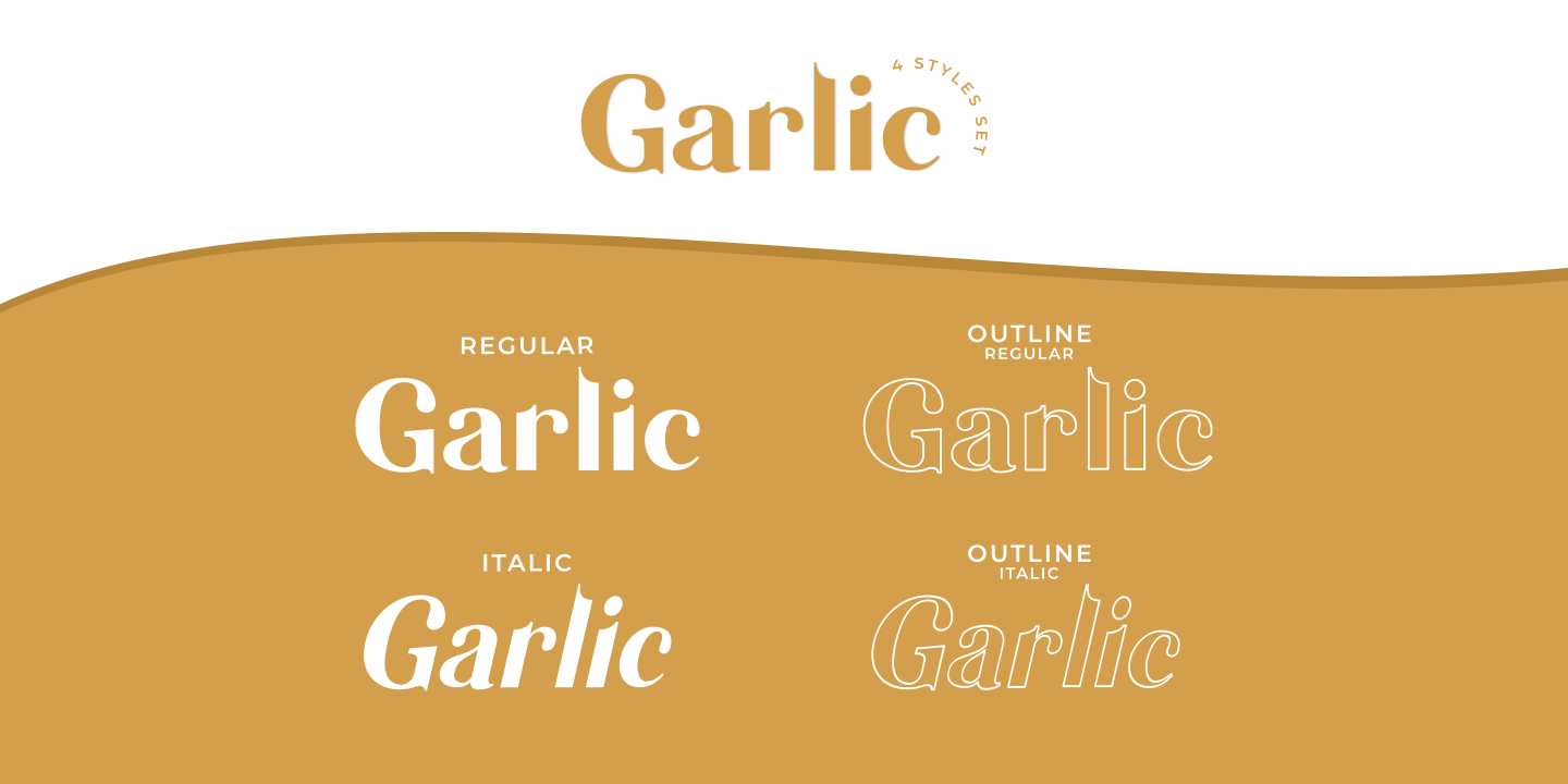 Przykład czcionki Garlic Outline Regular